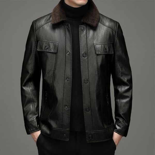 men's leather & faux winter korean version suede collar coat fur integrated motorcycle jacket plush thickened lamb, Black
men's leather & faux winter korean version suede collar coat fur integrated motorcycle jacket plush thickened lamb, Black