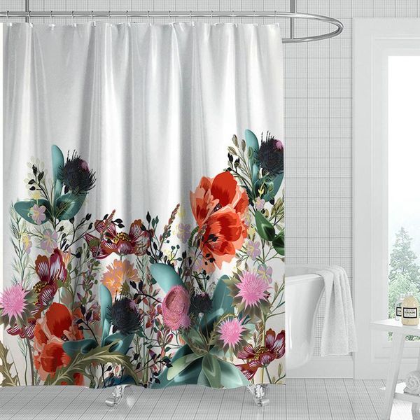 plant cyan and red flower shower curtain set with 12 hooks white bathroom decoration
plant cyan and red flower shower curtain set with 12 hooks white bathroom decoration