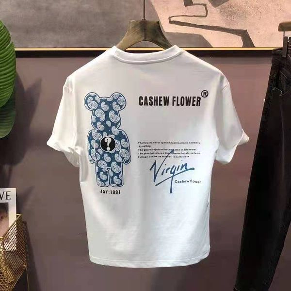 t shirt bear cashew flower classic printed short sleeve men's summer loose half casual thin bottomed, White;black
t shirt bear cashew flower classic printed short sleeve men's summer loose half casual thin bottomed, White;black