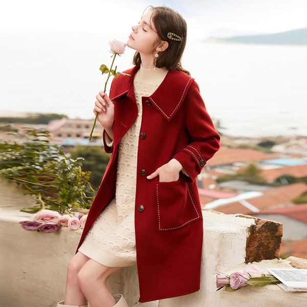 women's wool & blends xy tweed coat mid long autumn 2021 hepburn loose double faced v604682, Black
women's wool & blends xy tweed coat mid long autumn 2021 hepburn loose double faced v604682, Black