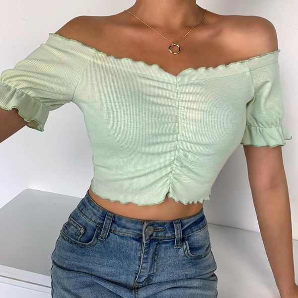 women's t-shirt t-shirts casual frill cropped short sleeve t shirt 2021 women summer elegant soft ruffle stretchy tee, White
women's t-shirt t-shirts casual frill cropped short sleeve t shirt 2021 women summer elegant soft ruffle stretchy tee, White