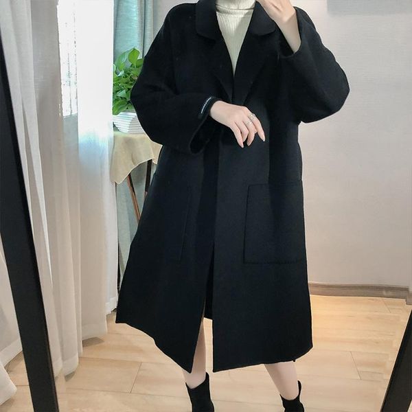 women's wool & blends 2021 double-sided ni coat tweed medium and long slim korean version, Black
women's wool & blends 2021 double-sided ni coat tweed medium and long slim korean version, Black