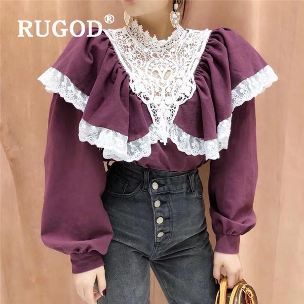 women's blouses & shirts rugod korean cloack style ruffle blouse women fashion lace patchwork petal collar lantern sleeve shirt spring, White
women's blouses & shirts rugod korean cloack style ruffle blouse women fashion lace patchwork petal collar lantern sleeve shirt spring, White