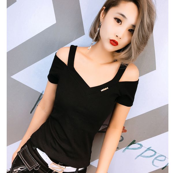 off shoulder summer for women v-neck t shirt women korean clothes tee shirt femme woman tshirt camisetas mujer 210306, White
off shoulder summer for women v-neck t shirt women korean clothes tee shirt femme woman tshirt camisetas mujer 210306, White