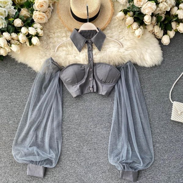 lady new fashion halter long lantern sleeve short women's autumn short shirt solid color elegant blouse n686, White
lady new fashion halter long lantern sleeve short women's autumn short shirt solid color elegant blouse n686, White