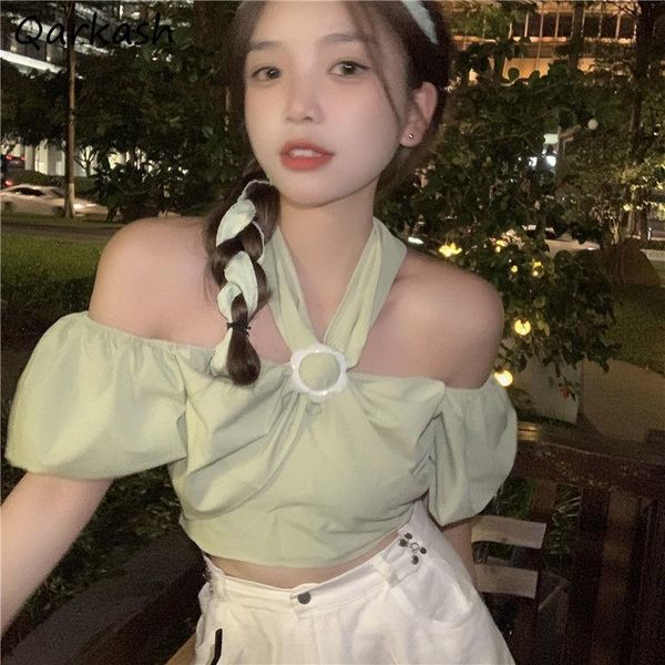 women's blouses & shirts blouse women retro slim off shoulder fashion halter solid summer leisure ladies elegant young all match crops, White
women's blouses & shirts blouse women retro slim off shoulder fashion halter solid summer leisure ladies elegant young all match crops, White