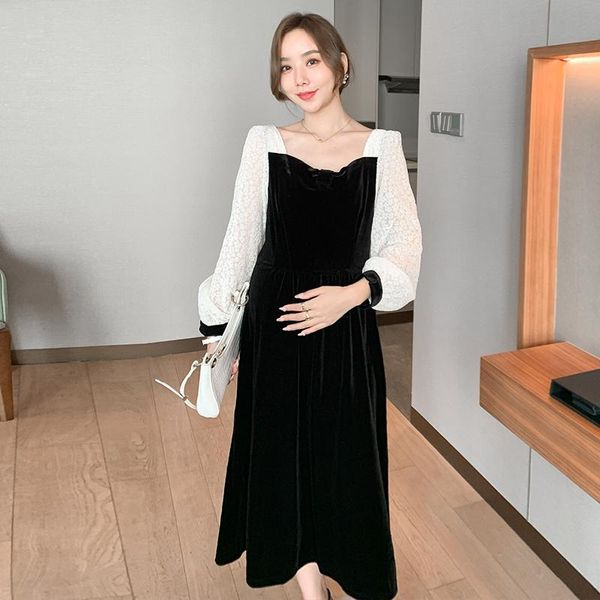 maternity dresses 6258# chic black velour patchwork lace long dress elegant a line slim loose party for pregnant women pregnancy, White
maternity dresses 6258# chic black velour patchwork lace long dress elegant a line slim loose party for pregnant women pregnancy, White