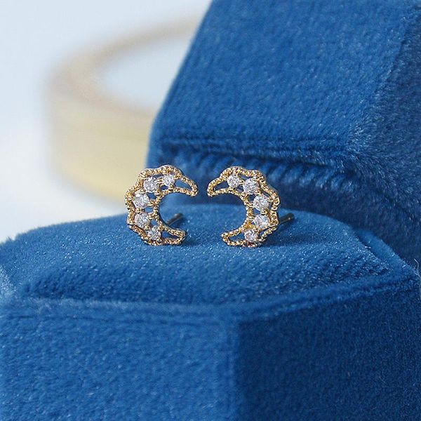 new fashion brand delicate jewelry 14k real gold stud earrings for women zircon cz pierced moon earrings, Golden;silver
new fashion brand delicate jewelry 14k real gold stud earrings for women zircon cz pierced moon earrings, Golden;silver