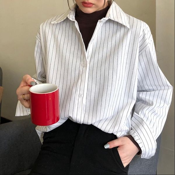 women striped shirt long sleeve 2021 spring summer new fashion casual loose shirts female streetwear blouse oversize, White
women striped shirt long sleeve 2021 spring summer new fashion casual loose shirts female streetwear blouse oversize, White