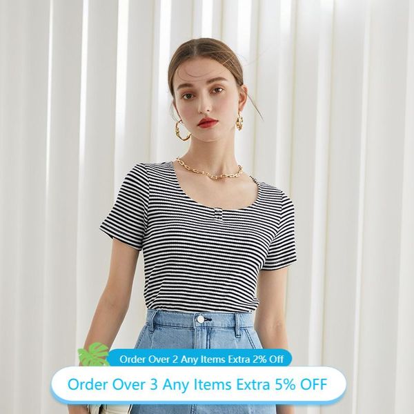women's t-shirt fansilanen office lady 100% cotton short-sleeved women summer 2021 slim black white striped short yellow
women's t-shirt fansilanen office lady 100% cotton short-sleeved women summer 2021 slim black white striped short yellow