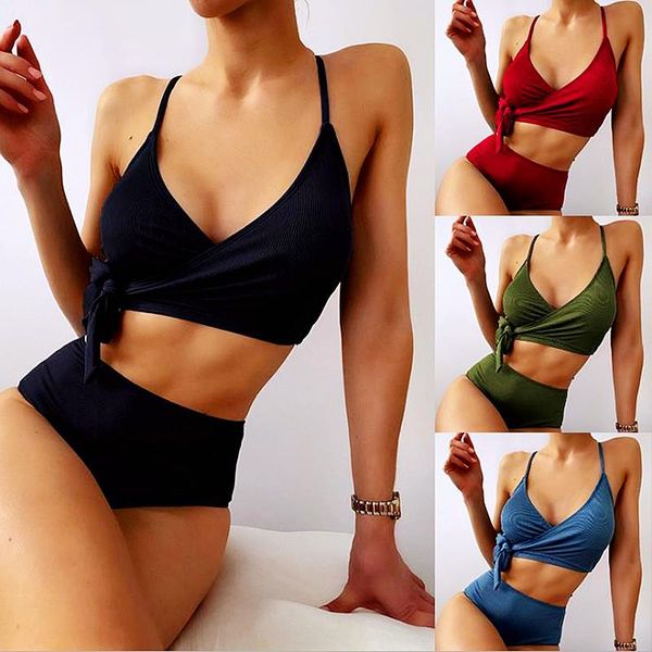 women's swimwear bikini 2021 style solid color side strap high waist swimsuit split beach suit, White;black
women's swimwear bikini 2021 style solid color side strap high waist swimsuit split beach suit, White;black