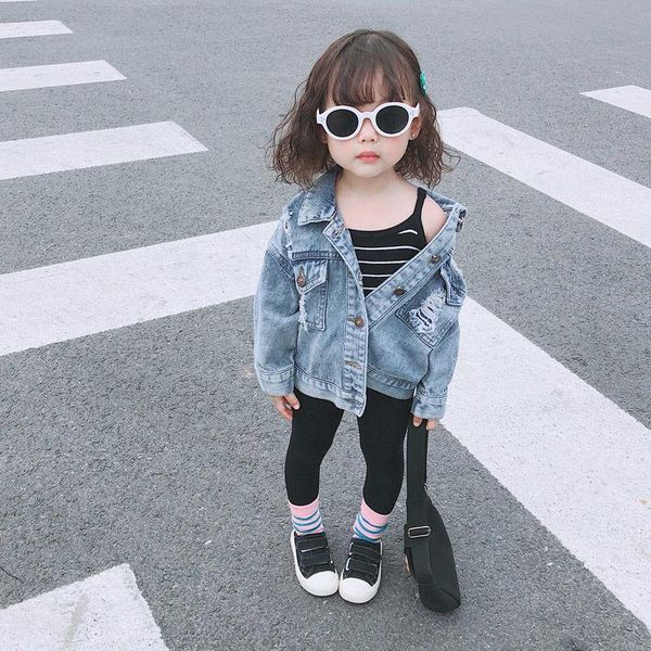 jackets hip hop streetwear kids girls denim outerwear jacket hole casual children clothing single breasted jeans coat for outwear, Blue;gray
jackets hip hop streetwear kids girls denim outerwear jacket hole casual children clothing single breasted jeans coat for outwear, Blue;gray
