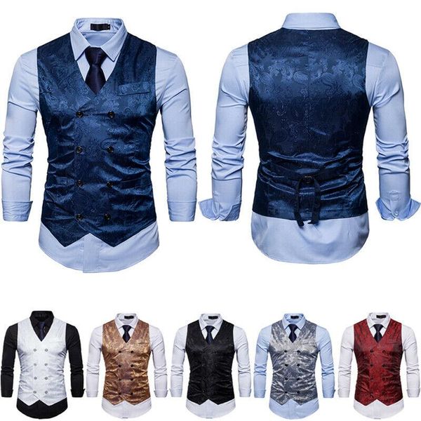 men's vests vintage formal business dress vest embroidery bronzing v-neck double breasted waistcoat waist suits blazer, Black;white
men's vests vintage formal business dress vest embroidery bronzing v-neck double breasted waistcoat waist suits blazer, Black;white