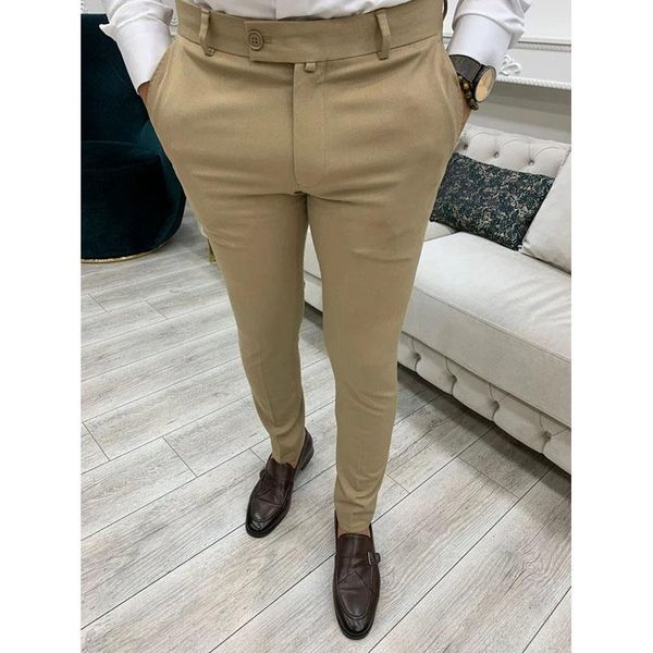men's pants business solid color mid waist slim fit pencil autumn men casual suit 2022 spring mens fashion button-up trouser, Black
men's pants business solid color mid waist slim fit pencil autumn men casual suit 2022 spring mens fashion button-up trouser, Black