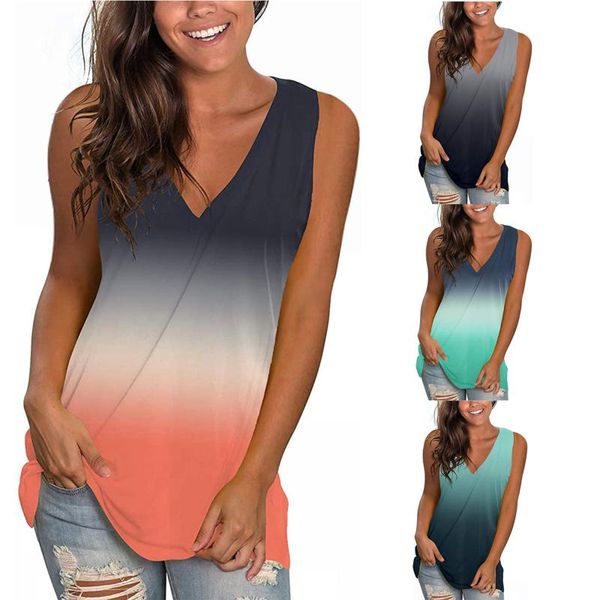 women's tanks & camis fashionable style blouse summer fashion casual loose v-neck gradient printed vintage t-shirt office ladies, White
women's tanks & camis fashionable style blouse summer fashion casual loose v-neck gradient printed vintage t-shirt office ladies, White