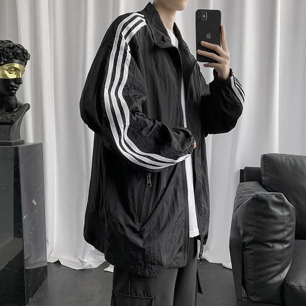 summer stripe stand collar clothing men's korean fashion loose outer wear thin versatile jacket tide brand sun protection, Black;brown
summer stripe stand collar clothing men's korean fashion loose outer wear thin versatile jacket tide brand sun protection, Black;brown