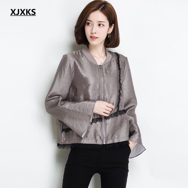 women's jackets xjxks fashion flared sleeve zipper cardigan women coat 2021 autumn loose plus size jacket, Black;brown
women's jackets xjxks fashion flared sleeve zipper cardigan women coat 2021 autumn loose plus size jacket, Black;brown