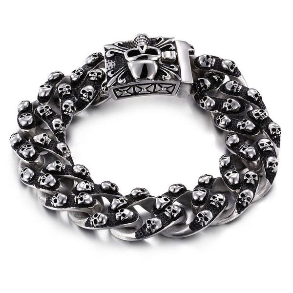 charm bracelets fashion female skeleton chain bracelet stainless steel retro cross black all skull jewelry, Golden;silver
charm bracelets fashion female skeleton chain bracelet stainless steel retro cross black all skull jewelry, Golden;silver