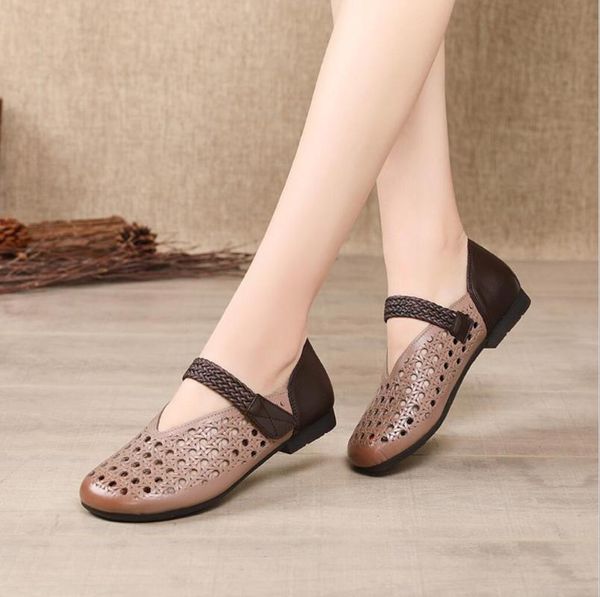 woman summer vintage sandals genuine leather buckle casual sewing women shoes ladies sandalias mother flat hollow out beach shoe, Black
woman summer vintage sandals genuine leather buckle casual sewing women shoes ladies sandalias mother flat hollow out beach shoe, Black