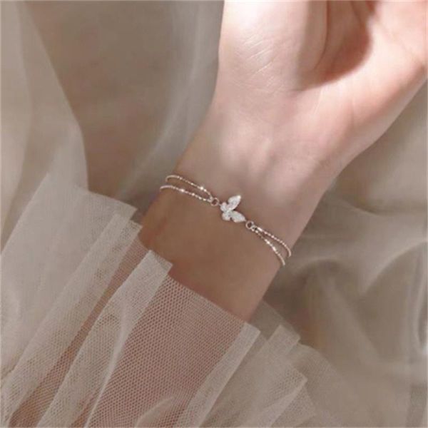 link, chain zircon butterfly bracelet for women anti-allergic silver color stamp gift wholesale, Black
link, chain zircon butterfly bracelet for women anti-allergic silver color stamp gift wholesale, Black