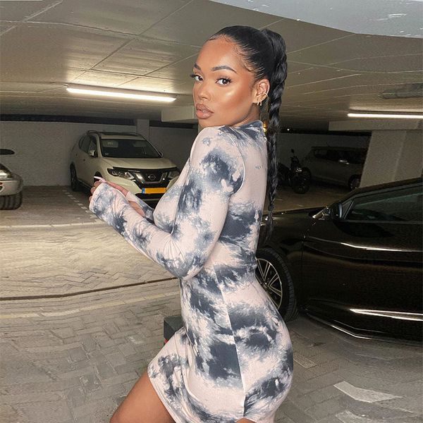 fashion tie dyer print long sleeve dress for women turtleneck autumn woman dress bodycon casual club mini wrap dress, Black;gray
fashion tie dyer print long sleeve dress for women turtleneck autumn woman dress bodycon casual club mini wrap dress, Black;gray