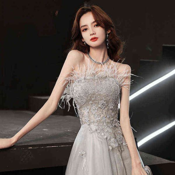 luxury street style dresses super fairy light blue grey strapls evening female 2021 style temperament banquet feather princs 18 years old, Black;pink
luxury street style dresses super fairy light blue grey strapls evening female 2021 style temperament banquet feather princs 18 years old, Black;pink