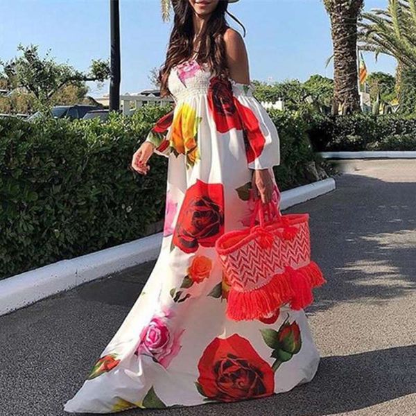 2021 new off shoulder vintage floral print maxi dress women vestidos flare sleeve beach summer long robe plus size lo0d, White
2021 new off shoulder vintage floral print maxi dress women vestidos flare sleeve beach summer long robe plus size lo0d, White