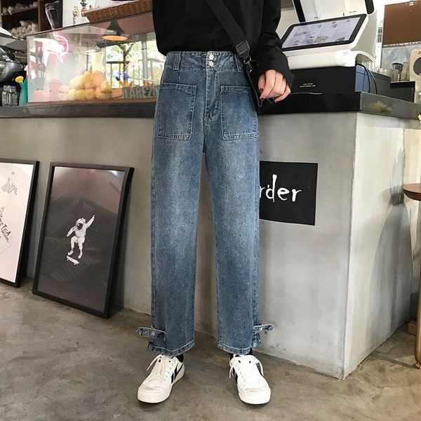 women's jeans wide leg for woman boyfriend high waist buttons denim pants ladies streetwear vintage loose casual bottom, Blue
women's jeans wide leg for woman boyfriend high waist buttons denim pants ladies streetwear vintage loose casual bottom, Blue