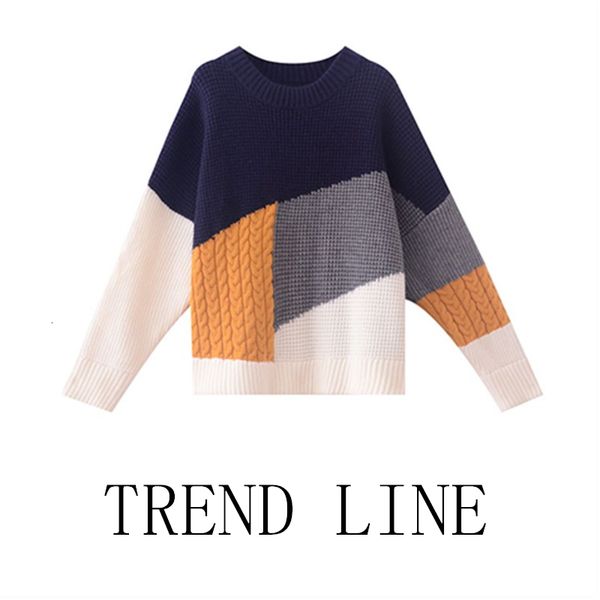 2021 autumn and winter new o neck pullover all macth loose fashion color matching knitted sweater women btph, White;black
2021 autumn and winter new o neck pullover all macth loose fashion color matching knitted sweater women btph, White;black