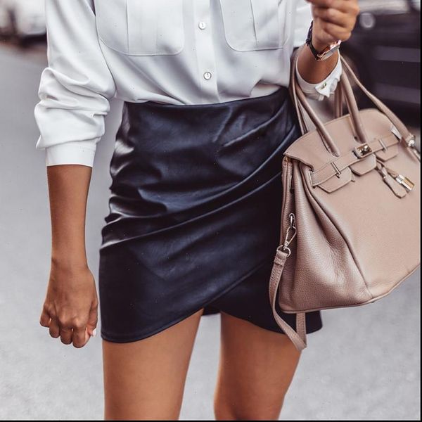 women ladies pencil skirt pu leather bodycon wrap skirt fashion high waisted irregular mini skirt vintage stylish 2021, Black
women ladies pencil skirt pu leather bodycon wrap skirt fashion high waisted irregular mini skirt vintage stylish 2021, Black