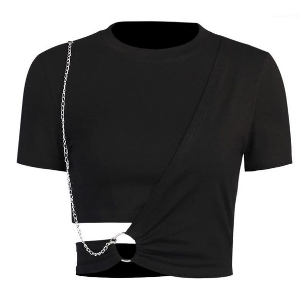 women's t-shirt black t-shirts with chain patchwork women harajuku punk tees gothic hollow out streetwear summer fashion clothes, White
women's t-shirt black t-shirts with chain patchwork women harajuku punk tees gothic hollow out streetwear summer fashion clothes, White