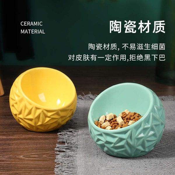 new creative geometry ceramic anti knock over cat food drinking water inclined mouth rice bowl pet
new creative geometry ceramic anti knock over cat food drinking water inclined mouth rice bowl pet