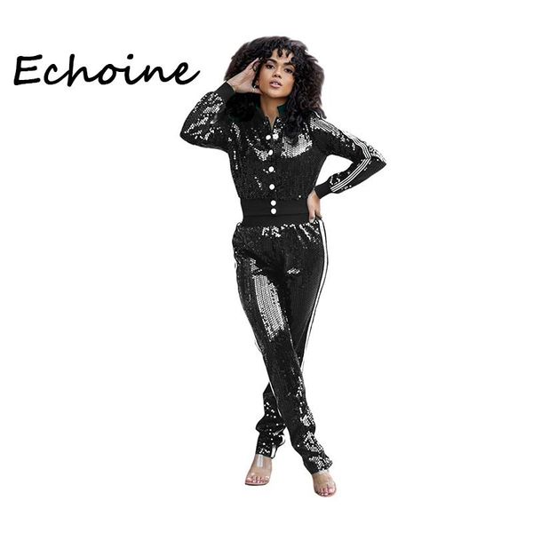 two piece dress fashion sequin stripes women set button coat + long pants tracksuit for sportwear winter cloth womne, White
two piece dress fashion sequin stripes women set button coat + long pants tracksuit for sportwear winter cloth womne, White