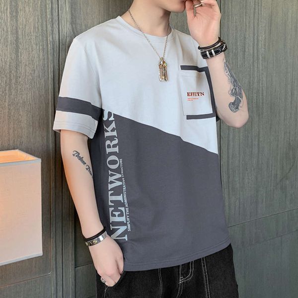 men's cotton short sleeve 2021 summer korean fashion color matching letter round neck t-shirt men's loose casual base shirt fashio, White;black
men's cotton short sleeve 2021 summer korean fashion color matching letter round neck t-shirt men's loose casual base shirt fashio, White;black