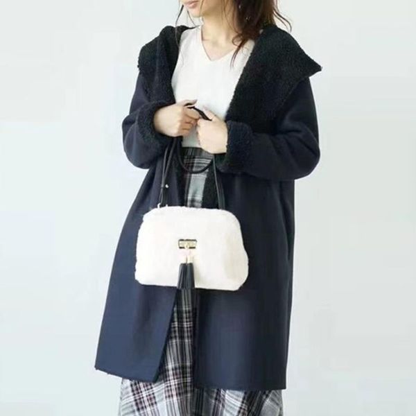 women's wool & blends japanese windbreaker overcoat gentle mid-length autumn and winter simple ladies coat elegant female casual outwea, Black
women's wool & blends japanese windbreaker overcoat gentle mid-length autumn and winter simple ladies coat elegant female casual outwea, Black