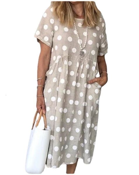 casual dress 2020 summer polka dot print pocket loose short sleeve long skirt dress, Black;gray
casual dress 2020 summer polka dot print pocket loose short sleeve long skirt dress, Black;gray