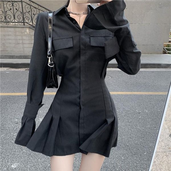 casual dresses korean fashion elegant one-piece dress women black y2k party mini long sleeve high street shirt autumn 2021, Black;gray
casual dresses korean fashion elegant one-piece dress women black y2k party mini long sleeve high street shirt autumn 2021, Black;gray