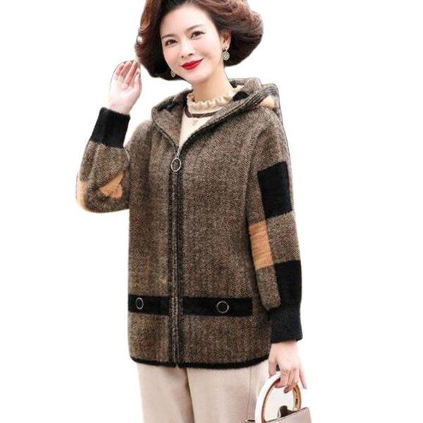 women's wool & blends autumn winter imitate mink velvet double sided woolen cloth middle aged mother coat zipper hooded jacket, Black
women's wool & blends autumn winter imitate mink velvet double sided woolen cloth middle aged mother coat zipper hooded jacket, Black