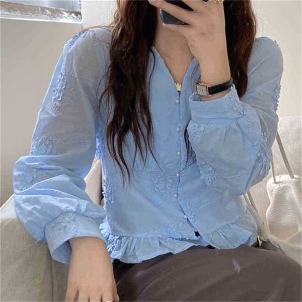 korean v-neck ruffles girls casual full sleeves florals sweet basic ol summer gentle streetwear all match shirts 210525, White
korean v-neck ruffles girls casual full sleeves florals sweet basic ol summer gentle streetwear all match shirts 210525, White