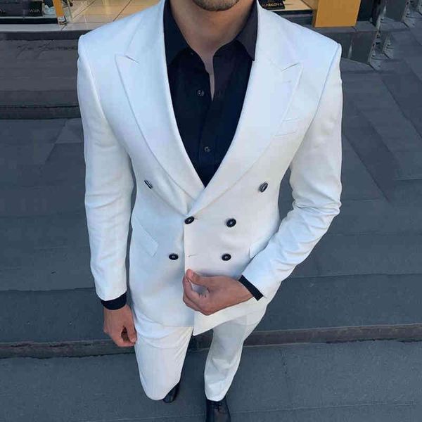 men's suits & blazers groom wedding for men tuxedo double breasted 2 piece coat with pants slim fit male fashion costume peaked lapel b, White;black
men's suits & blazers groom wedding for men tuxedo double breasted 2 piece coat with pants slim fit male fashion costume peaked lapel b, White;black