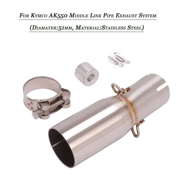 motorcycle exhaust system 39mm inner diameter middle link pipe lossless connect 51mm muffler tubes stainless for kymco ak550 until 2021
motorcycle exhaust system 39mm inner diameter middle link pipe lossless connect 51mm muffler tubes stainless for kymco ak550 until 2021