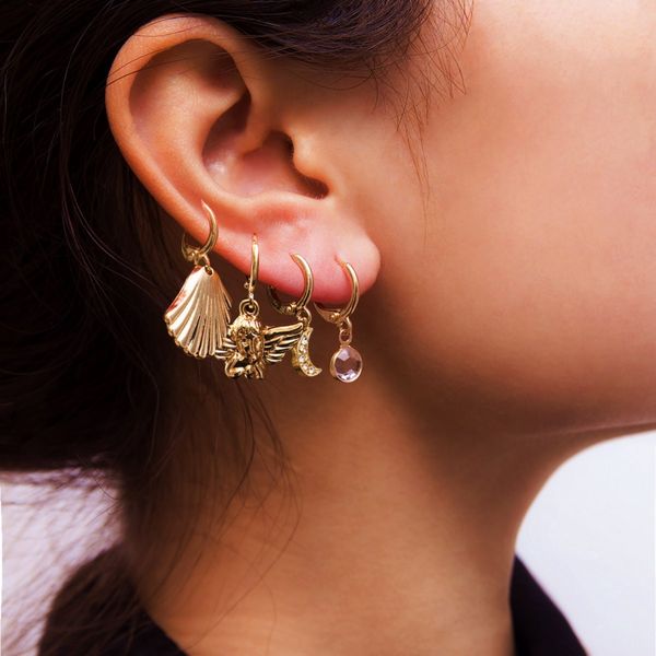 jewelry personality style printed rose earrings simple shell relief star pendant earclip, Silver
jewelry personality style printed rose earrings simple shell relief star pendant earclip, Silver