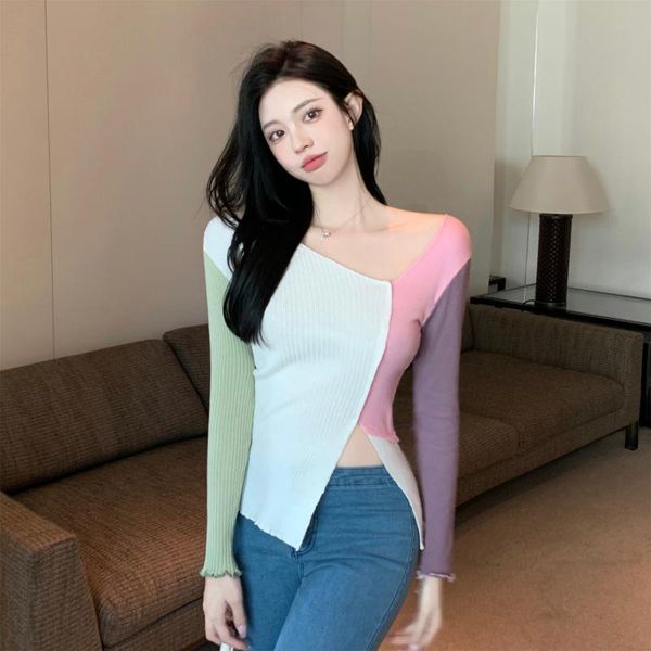 women's sweaters fashion patchwork color v-neck slim short split sweater for spring autumn knitting long sleeve pullovers jumpers you15, White;black
women's sweaters fashion patchwork color v-neck slim short split sweater for spring autumn knitting long sleeve pullovers jumpers you15, White;black
