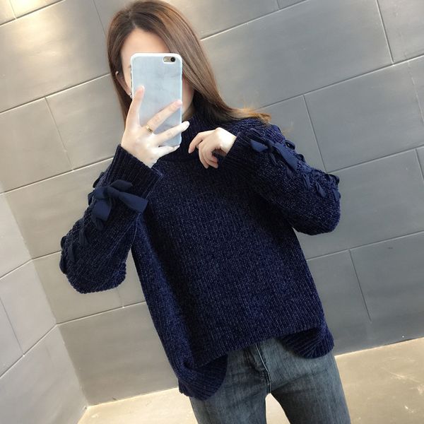 2021 new women's autumn winter pullovers knitted solid oversized sweaters female turtleneck long sleeve with bow casual jumpers xmvi, White;black
2021 new women's autumn winter pullovers knitted solid oversized sweaters female turtleneck long sleeve with bow casual jumpers xmvi, White;black