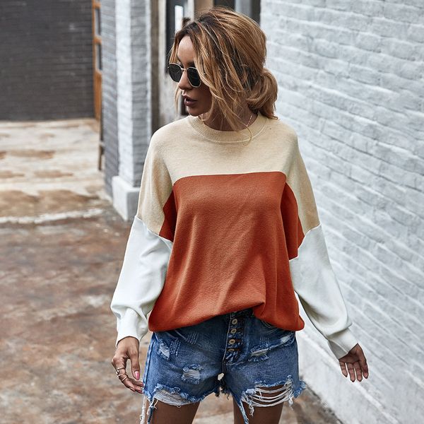 2021 new patchwork color knitted sweater women autumn winter office lady o-neck pullovers yux3, White;black
2021 new patchwork color knitted sweater women autumn winter office lady o-neck pullovers yux3, White;black
