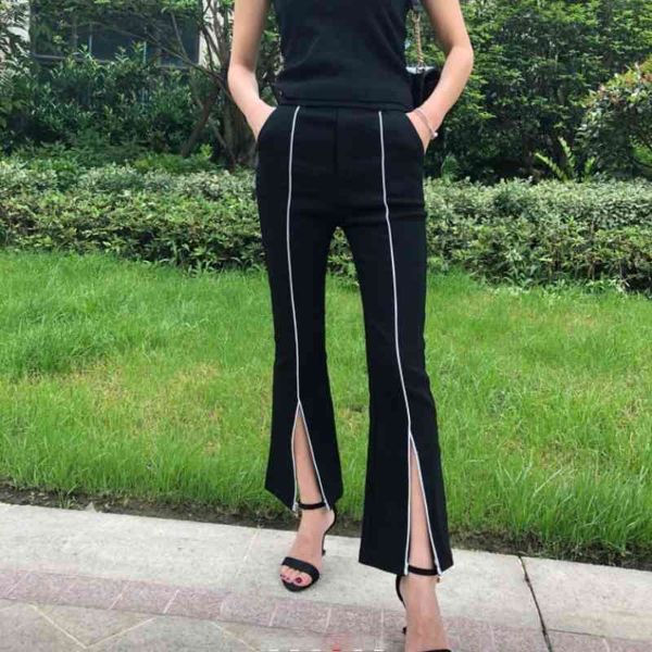 women's jeans slit slim-fitting elastic bell-bottom pants women bottoms black casual waist slimming bright line female trousers 69, Blue
women's jeans slit slim-fitting elastic bell-bottom pants women bottoms black casual waist slimming bright line female trousers 69, Blue