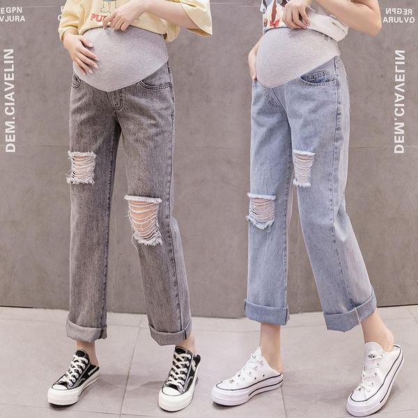 ripped hole denim maternity jeans elastic waist belly loose straight pants clothes for pregnant women pregnancy trousers, White
ripped hole denim maternity jeans elastic waist belly loose straight pants clothes for pregnant women pregnancy trousers, White