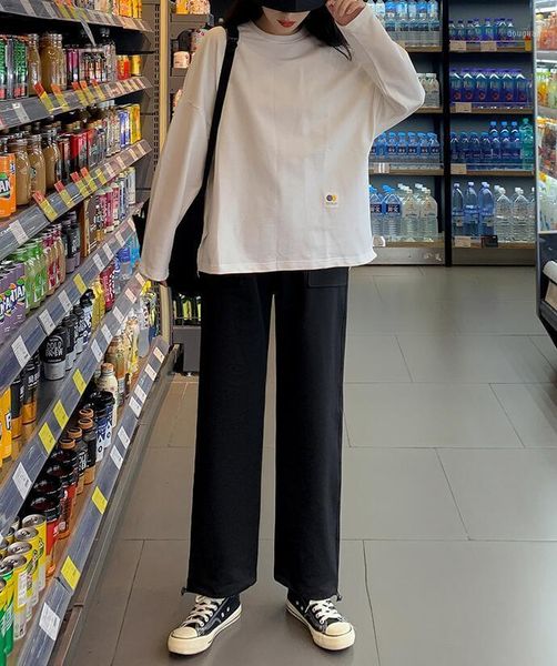 women's pants & capris black women straight sweatpants high waist autumn loose overalls trousers running jogger, Black;white
women's pants & capris black women straight sweatpants high waist autumn loose overalls trousers running jogger, Black;white