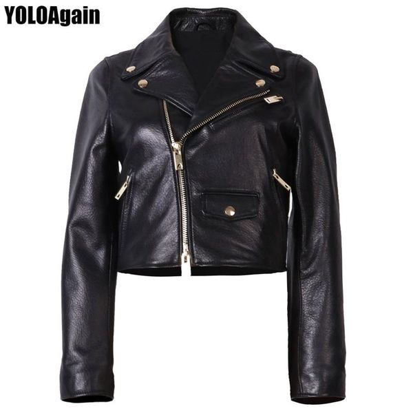 women's leather & faux yoloagain spring women gold zipper short genuine jacket, Black
women's leather & faux yoloagain spring women gold zipper short genuine jacket, Black