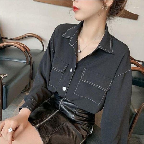 women's blouses & shirts 2021 spring safari style full sleeve women shirt blouse solid color plus size ladies long turn down collar fem, White
women's blouses & shirts 2021 spring safari style full sleeve women shirt blouse solid color plus size ladies long turn down collar fem, White